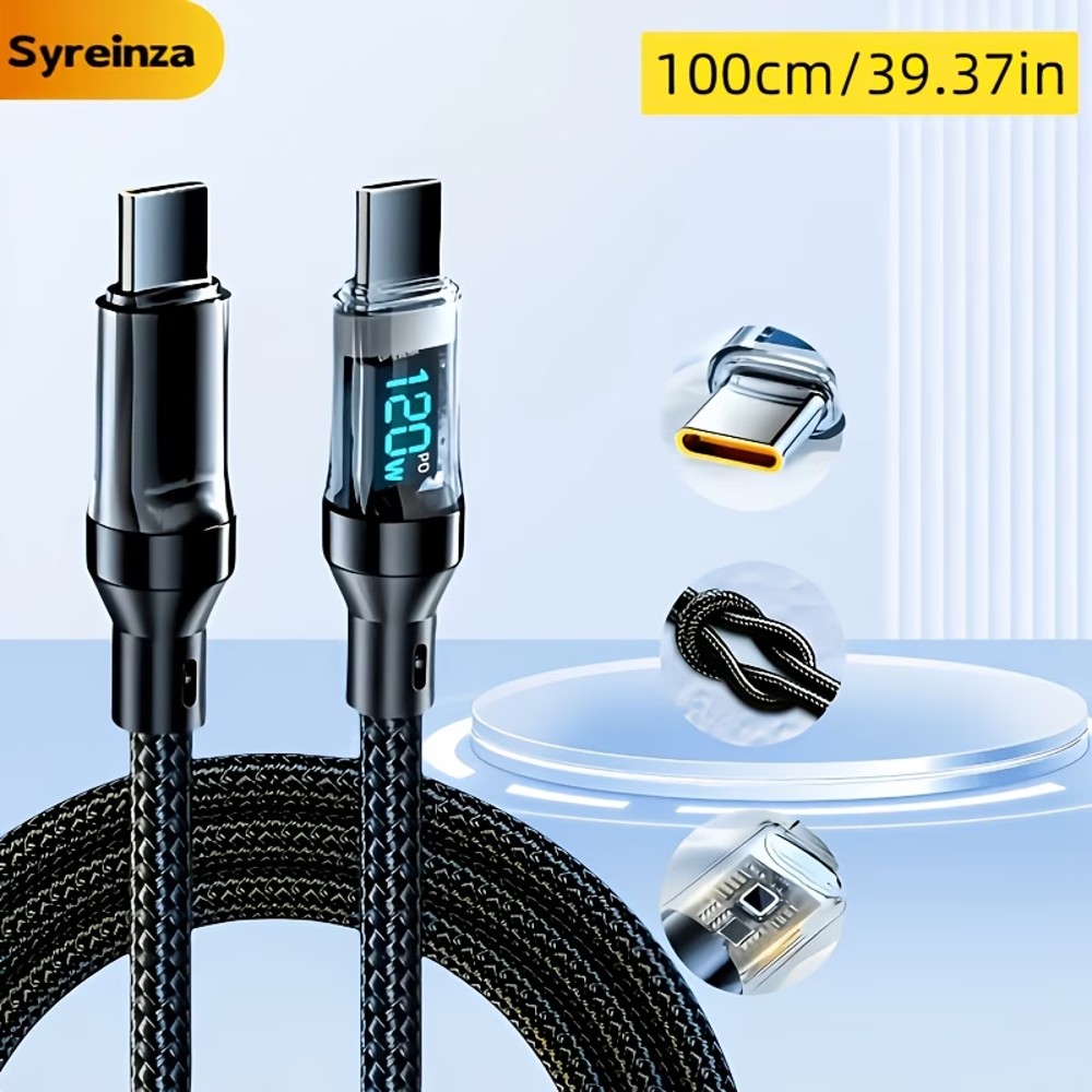 SYREINZA USB-C to USB-C cable with power display, 1 m