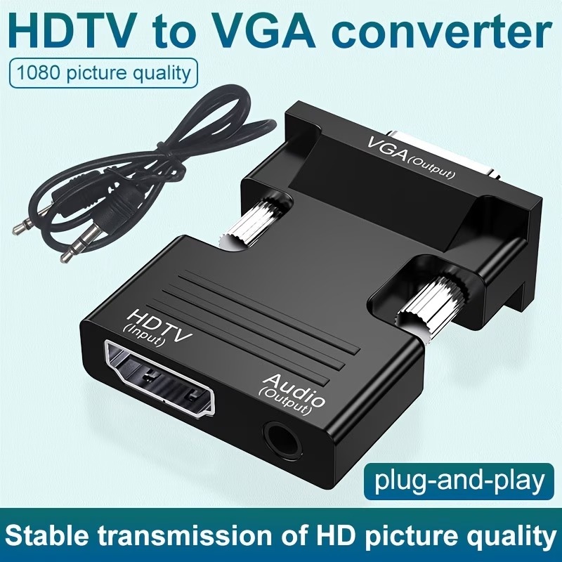 Адаптер HDMI–VGA с аудиовыходом 3,5 мм, чёрный