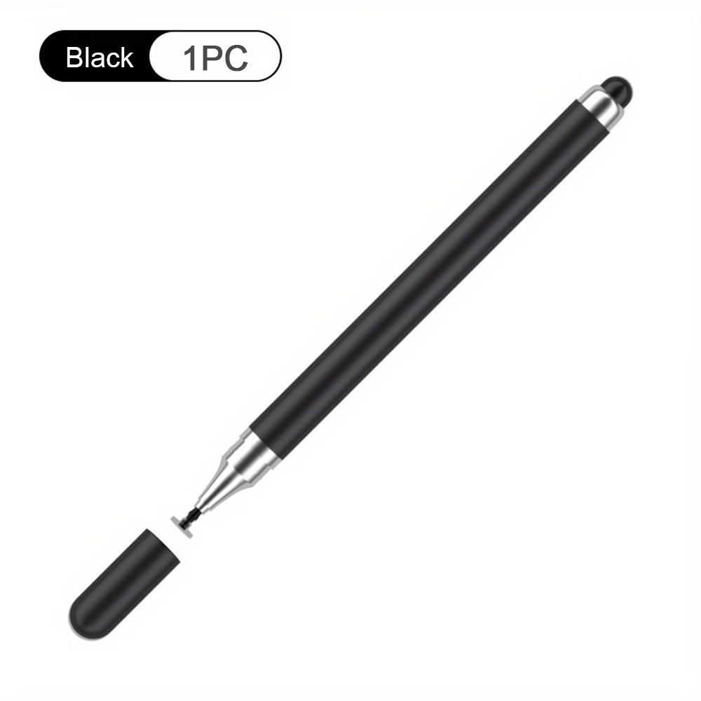 2-in-1 capacitive stylus with disc and rubber tips, black