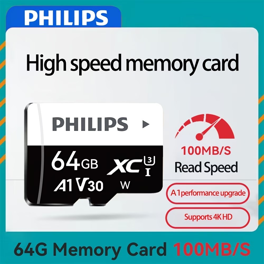 Карта памяти PHILIPS microSD 64 ГБ, Class 10