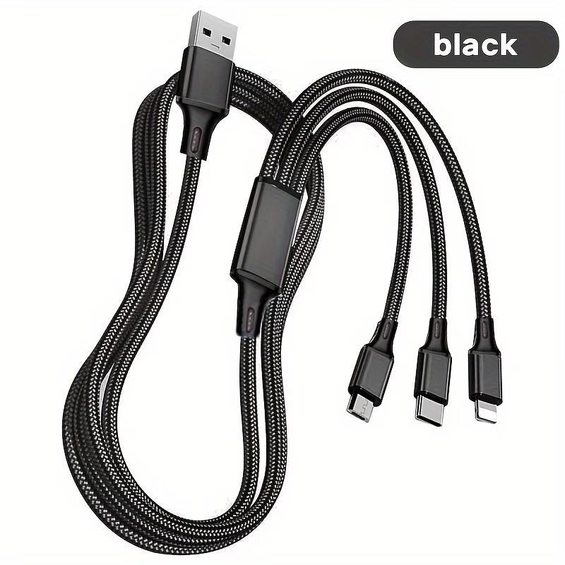 TZLRXL USB-A 3-in-1 cable: USB-C, Lightning and Micro-USB, 1.2 m, black