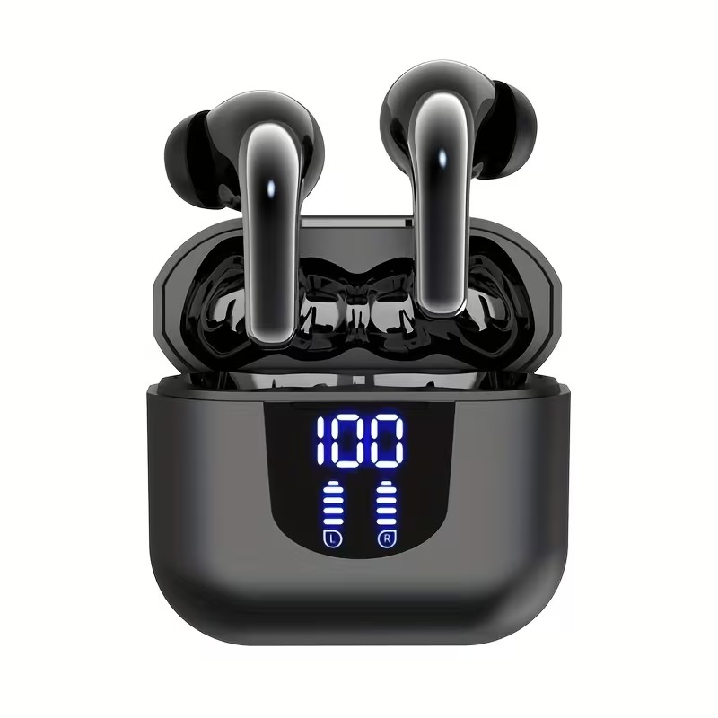Беспроводные наушники Bluetooth 5.4 с зарядным кейсом, чёрные