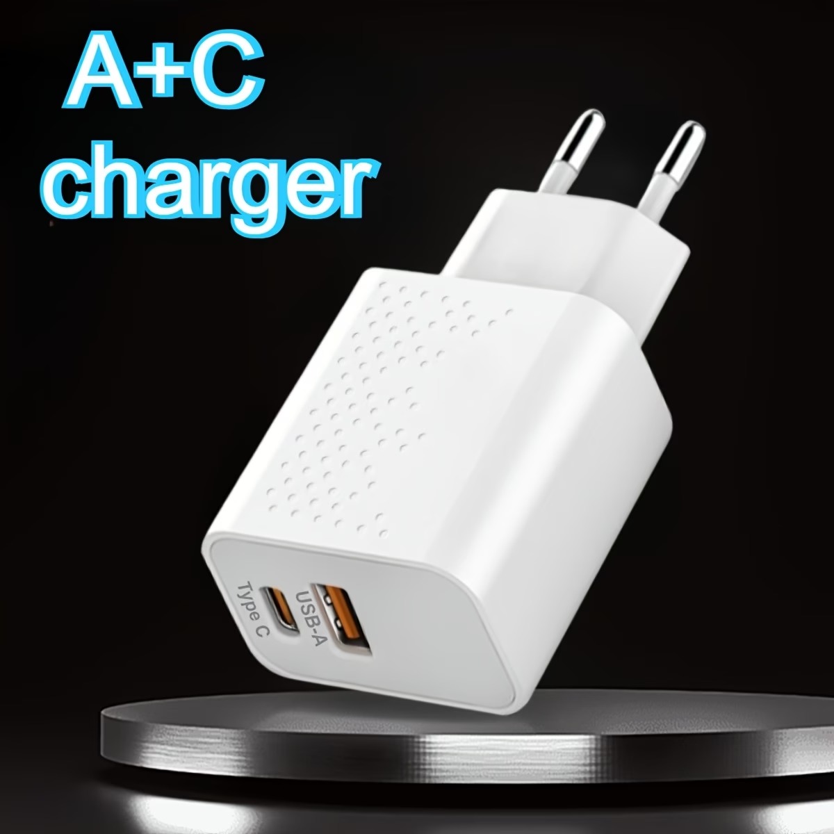 Сетевое зарядное устройство USB-A + USB-C, белое, европейская вилка