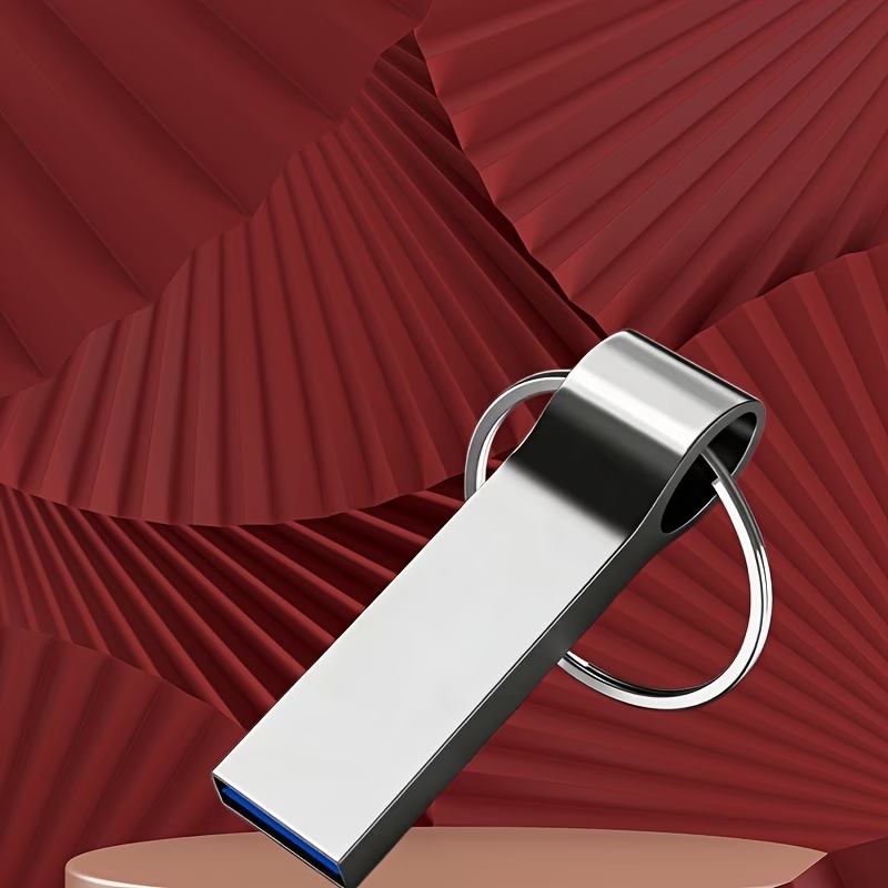 USB 2.0 metal flash drive with key ring, 128 GB, silver