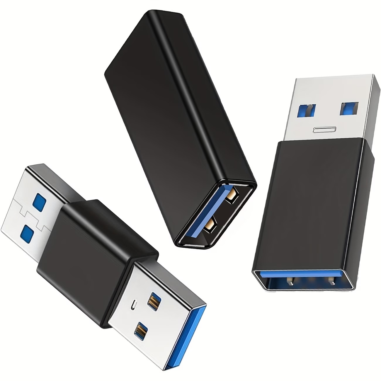 Набор USB-A 3.0 переходников гнездо / штекер, чёрный, 3 шт.