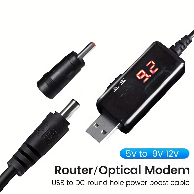 OLAF USB 5 V to DC 9 / 12 V step-up cable with display