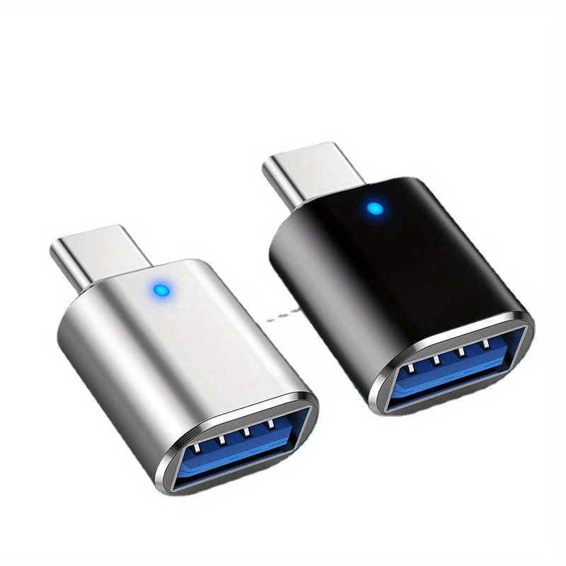 Адаптери OTG USB-C — USB-A, чорний і сріблястий, 2 шт.