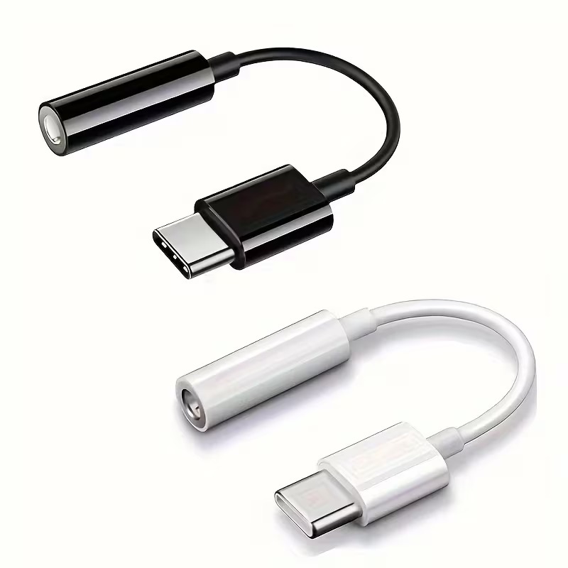 Аудіоперехідники HOVEYO USB-C — 3,5 мм, чорний та білий, 2 шт.