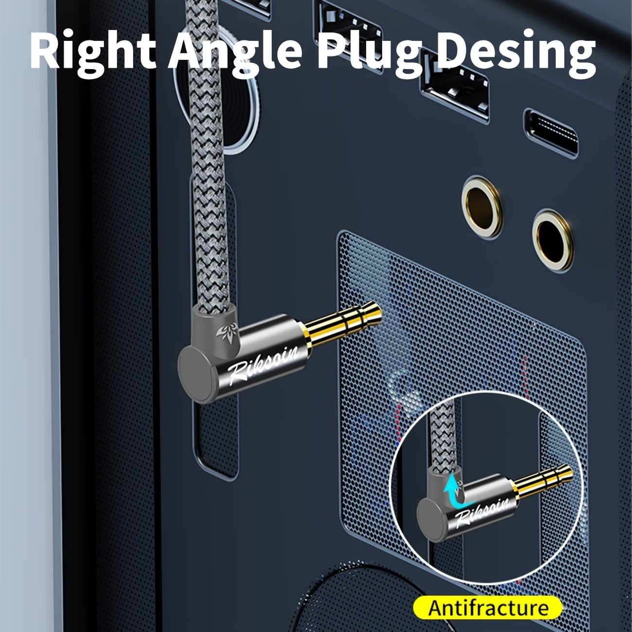 RIKSOIN 3.5 mm TRS AUX cable with right-angle plug, 1.2 m