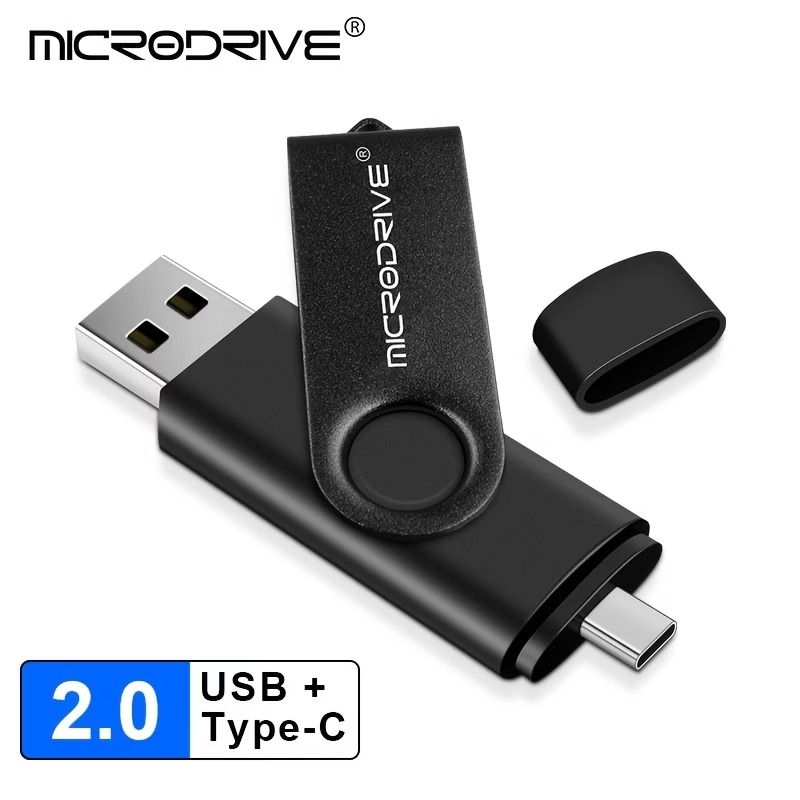 Флеш-накопитель MICRODRIVE USB-A / USB-C 2.0 с поворотной скобой, 128 ГБ, чёрный