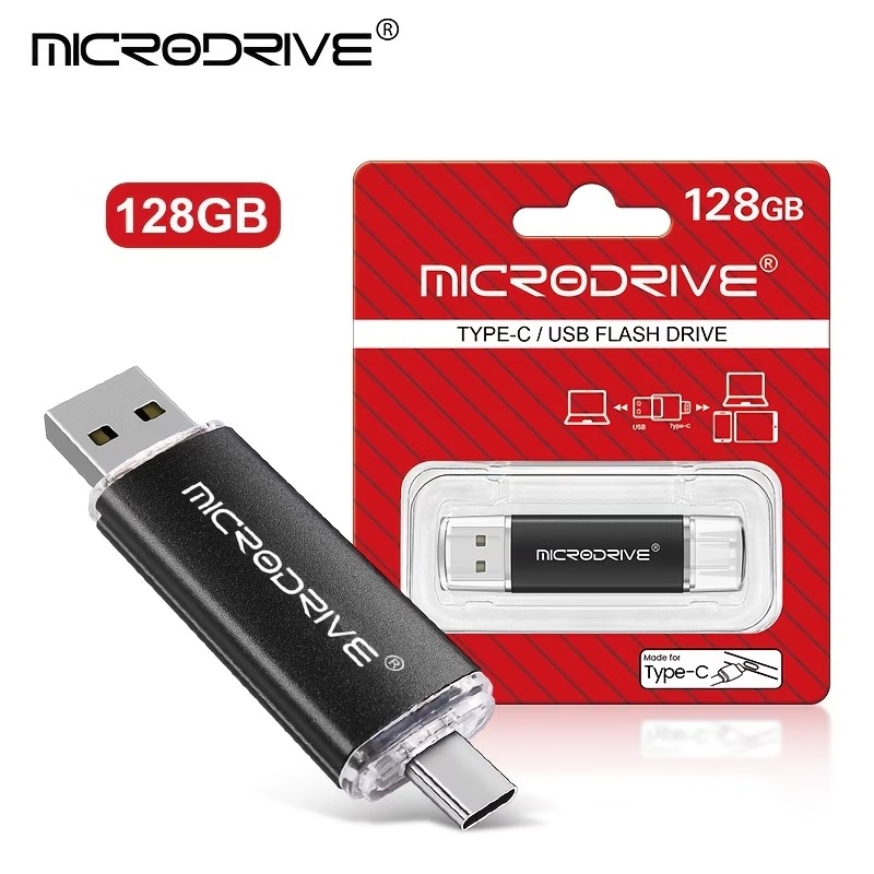 Флеш-накопичувач MICRODRIVE USB-A / USB-C 2.0, 128 ГБ, чорний