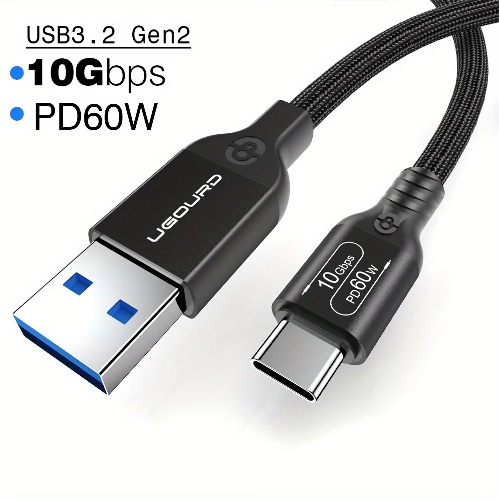 UGOURD USB-A to USB-C USB 3.2 Gen 2 cable, black, 1 m