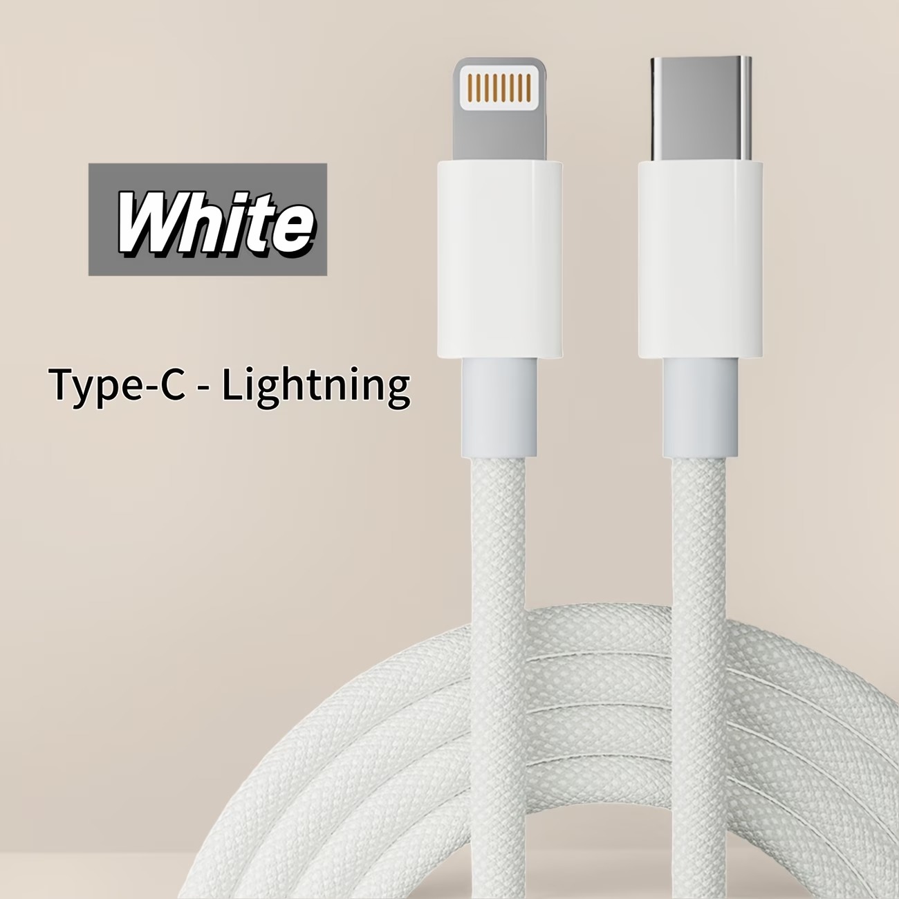 UKETO USB-C to Lightning cable, white, 1 pc